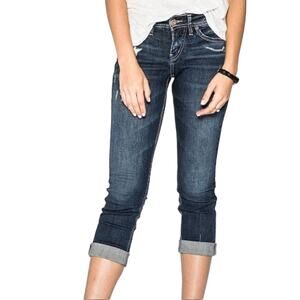 Silver Suki Jeans Women's Mid Capri Dark Wash Fluid Denim Size W 26 L22 1/2